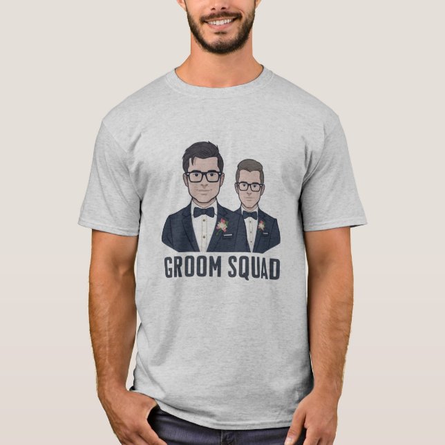 Groom Squad - Cartoon Groomsmen T-Shirt (Framsida)