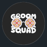 Groom Squad Groovy Sungles Bröllop Bachelor Party Runt Klistermärke<br><div class="desc">Groom Squad Groovy Sungles Bröllop Bachelor Party Retro</div>