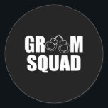 Groom Squad Marskalkar Ring Bröllop Bachelor Party Runt Klistermärke<br><div class="desc">Groom Squad Marskalkar Ring Bröllop Bachelor Party Family 1</div>