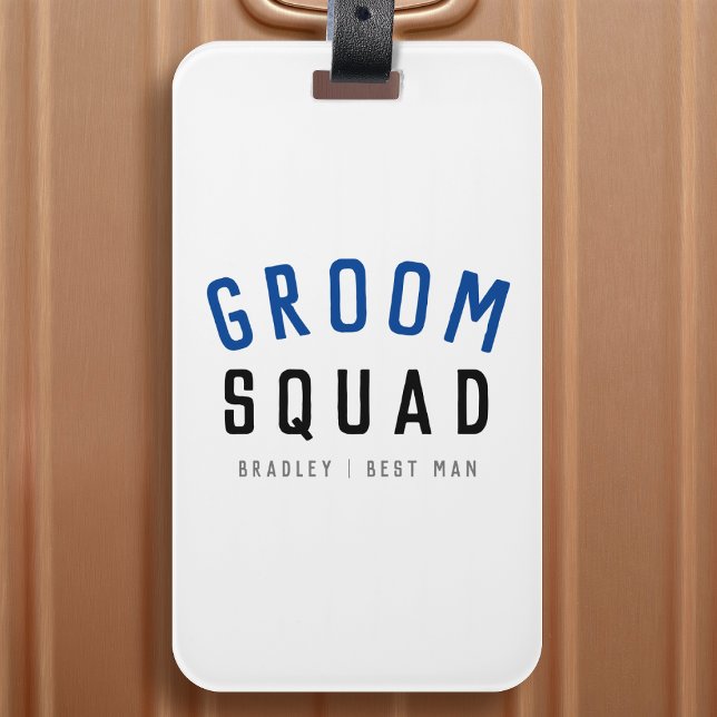 Groom Squad | Modern Bachelor Groomsman Snyggt Bagagebricka (Skapare uppladdad)