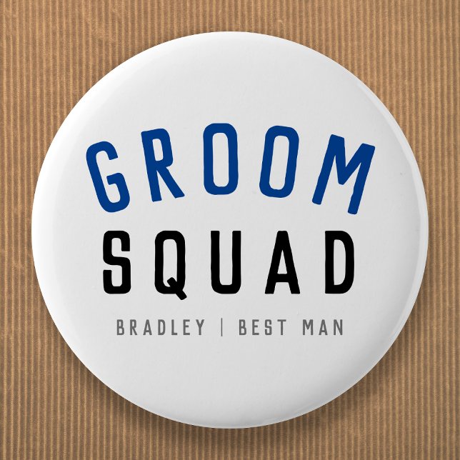 Groom Squad | Modern Bachelor Groomsman Snyggt Knapp (Skapare uppladdad)