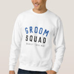 Groom Squad | Modern Bachelor Groomsman Snyggt Lång Ärmad Tröja<br><div class="desc">Cute, enkel, snyggt "Groom Squad" citerar konstharskjorta av manar med modern, minimalistisk typografi i svart och marinblått i ett coola trendig stil. Sloganen, namn och rollen kan lätt vara personlig med namn i era grupperingar, till exempel brudgumm, bäste man, groomsman, Far i Groom, Page Boy och så mycket mer! Matchning...</div>