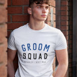 Groom Squad | Modern Bachelor Groomsman Snyggt T Shirt<br><div class="desc">Cute, enkel, snyggt "Groom Squad" citerar konst manar t-shirt med modern, minimalistisk typografi i svart och marinblå i ett coola trendig stil. Sloganen, namn och rollen kan lätt vara personlig med namn i era grupperingar, till exempel brudgumm, bäste man, groomsman, Far i Groom, Page Boy och så mycket mer! Matchning...</div>