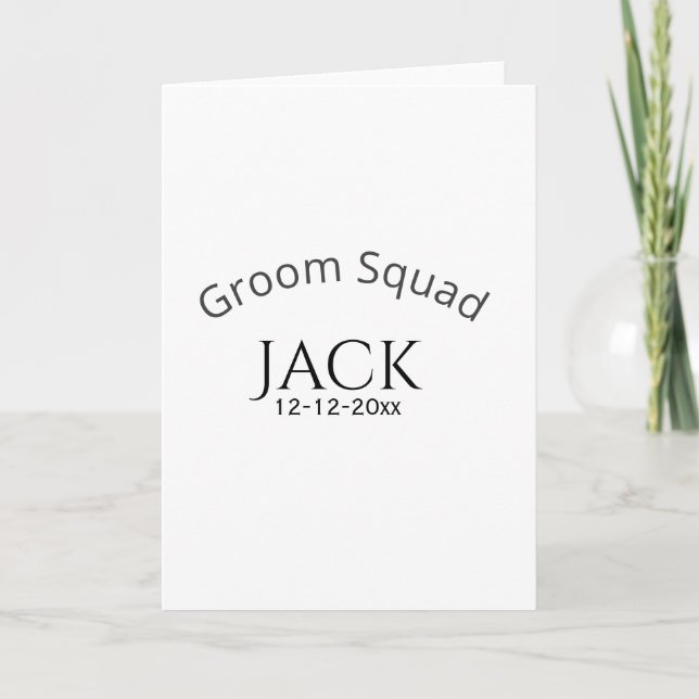 Groom squad name date year bold letter bachelorett kort (Framsida)