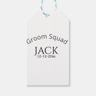 Groom squad name date year bold letter bachelorett presentetikett