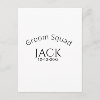 Groom squad name date year bold letter bachelorett vykort