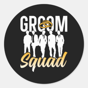 Groom Squad Party Ord Bachelor Bröllop 1 Runt Klistermärke