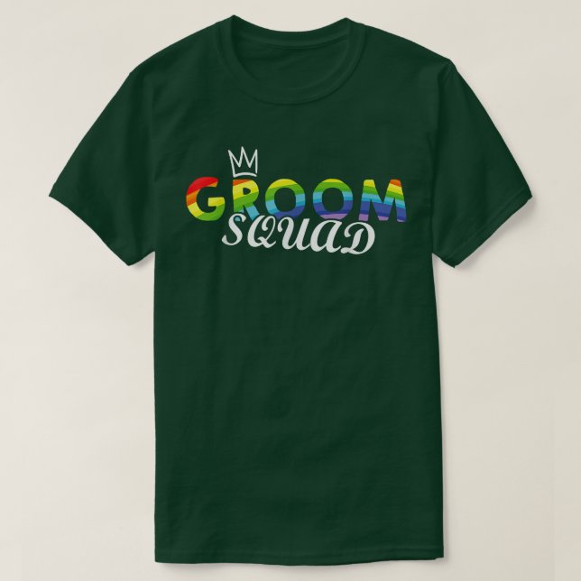 Groom Squad Rainbow Flag Pride LGBTQ Wedding Party T Shirt (Design framsida)