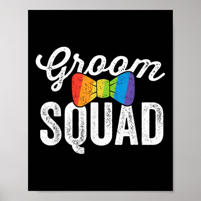 Groom Squad Shirt Lgbt Pride Gay Bachelor Bröllop Poster (Framsidan)