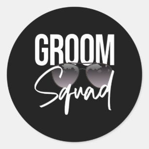 Groom Squad Sungles Bröllop Matching Bachelor Part Runt Klistermärke