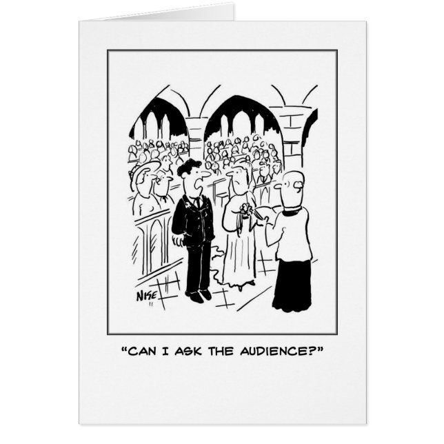 Groom ställer fåniget fråga i bröllop hälsningskort (Framsidan)