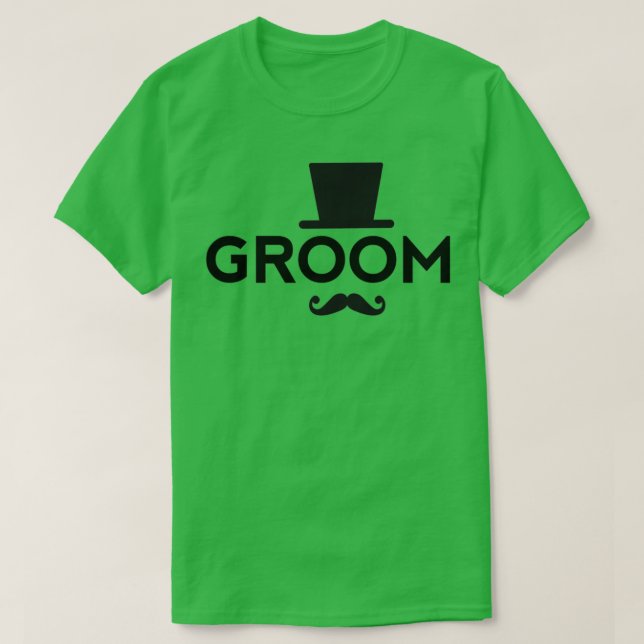 Groom t med hatt och mustasch t shirt (Design framsida)