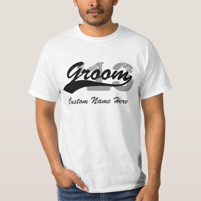 Groom T-Shirt, Namn+År Tröja (Framsida)