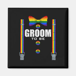 Groom till Gay Lgbtq-Pridet Rainbow Flagga Bröllop Magnet