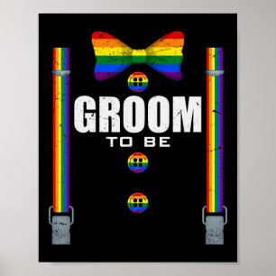 Groom till Gay Lgbtq-Pridet Rainbow Flagga Bröllop Poster