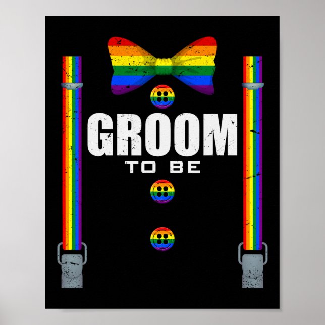 Groom till Gay Lgbtq-Pridet Rainbow Flagga Bröllop Poster (Framsidan)
