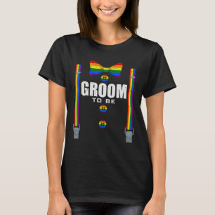 Groom till Gay Lgbtq-Pridet Rainbow Flagga Bröllop T Shirt
