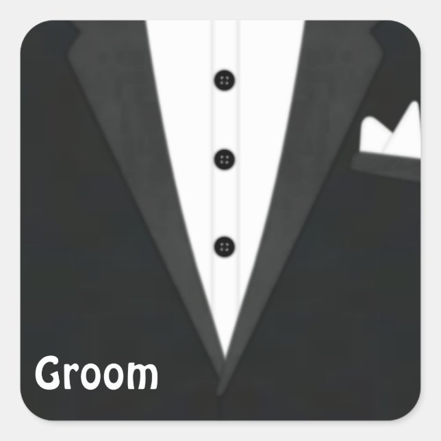 Groom Tux Fyrkantigt Klistermärke (Framsida)