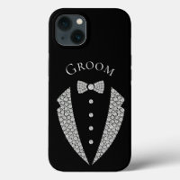 Groom Tuxedo Silver Typography Black Bröllop