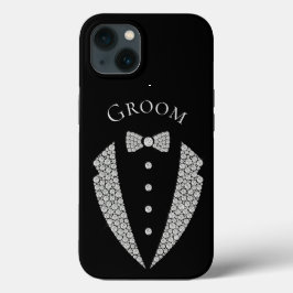 Groom Tuxedo Silver Typography Black Bröllop