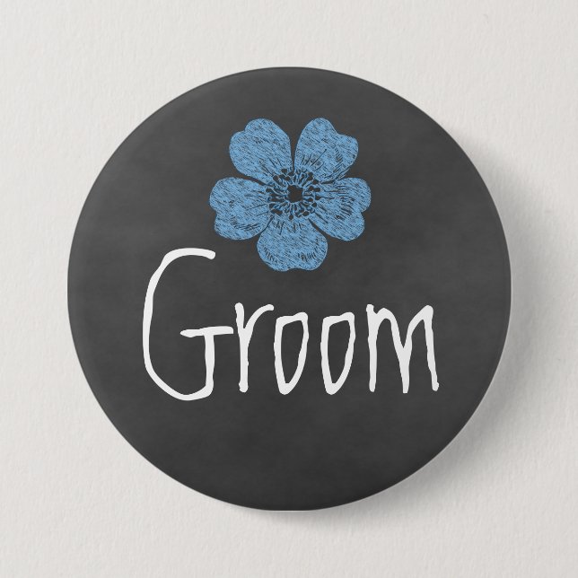 Groom Vild Blue Ro Chalkboard Knapp (Framsida)