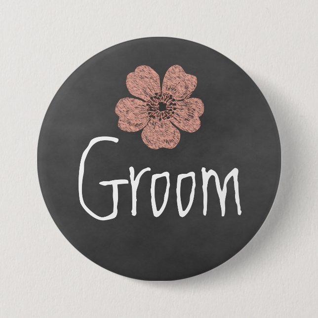Groom Vild Peach Ro Chalkboard Knapp (Framsida)