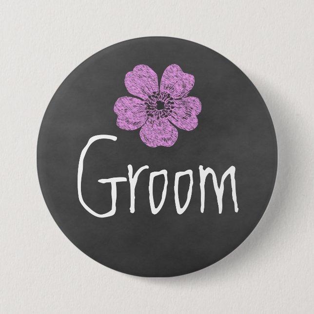 Groom Vild Rosa ros Chalkboard Knapp (Framsida)