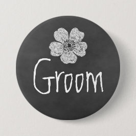 Groom Vild Vit ros Chalkboard Knapp