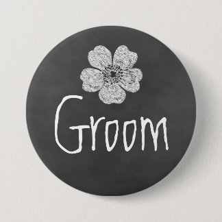 Groom Vild Vit ros Chalkboard Knapp
