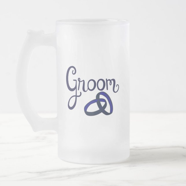 Groom Wedding Favors Frostat Ölglas (Vänster)