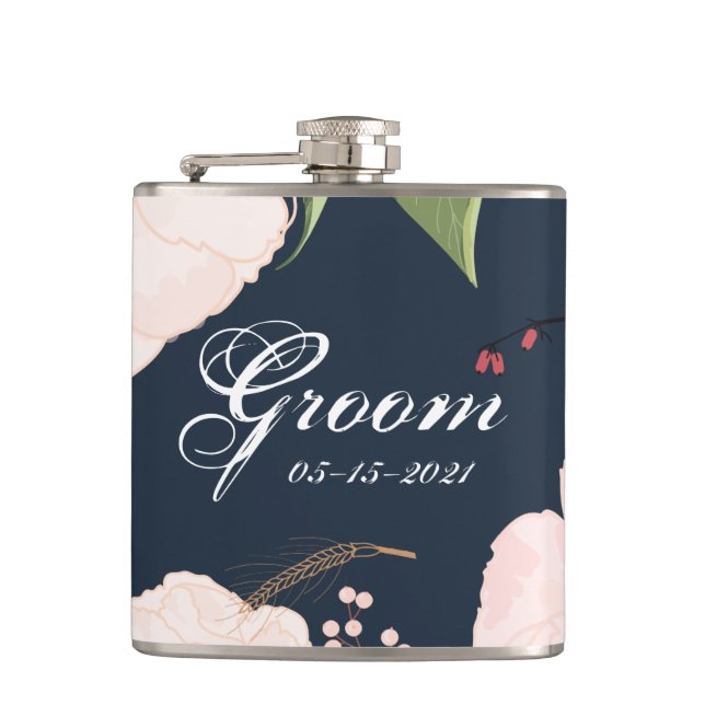 Groom Whiskey Flask Baby Rosa Cosmos på flottan Fickplunta (Framsidan)