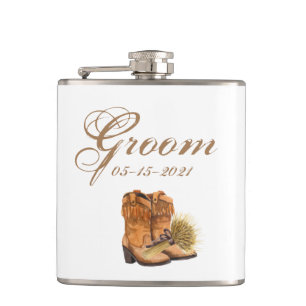 Groom Whiskey Flask Summer Landsbyggsbröllop Rusti Fickplunta