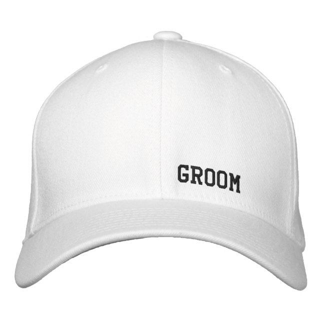 Groom White Hat Broderad Keps (Framsida)