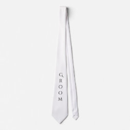 Groom White Modern Typography för honom Slips