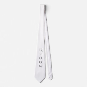 Groom White Modern Typography för honom Slips
