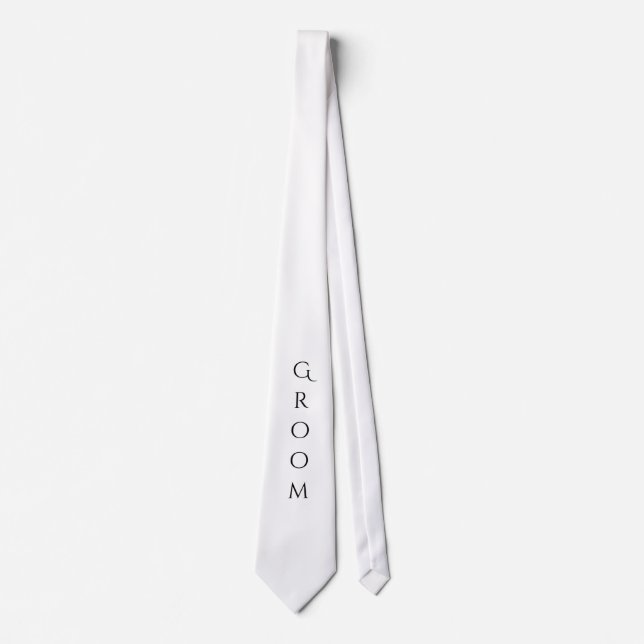 Groom White Modern Typography för honom Slips (Framsida)