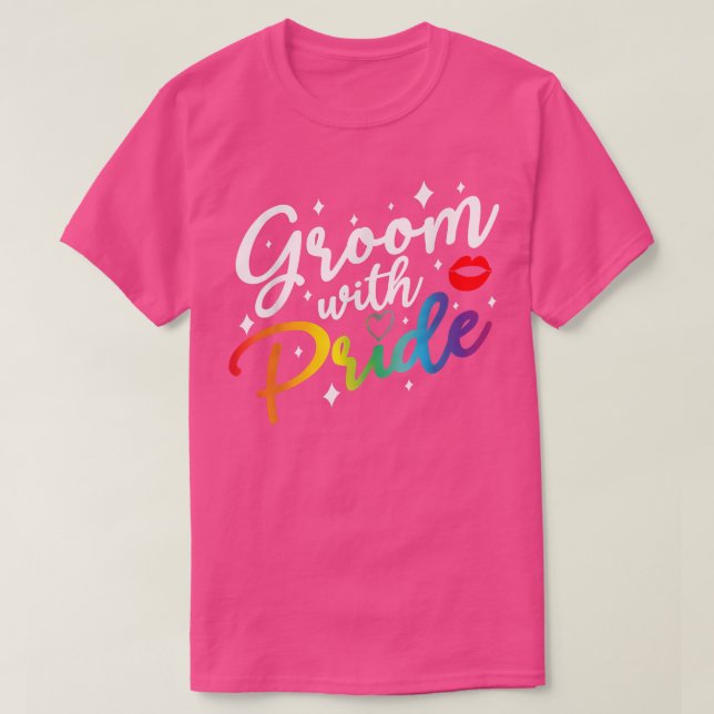 Groom with Pride Gay pride HBT Ally Bachelor Part T Shirt (Design framsida)