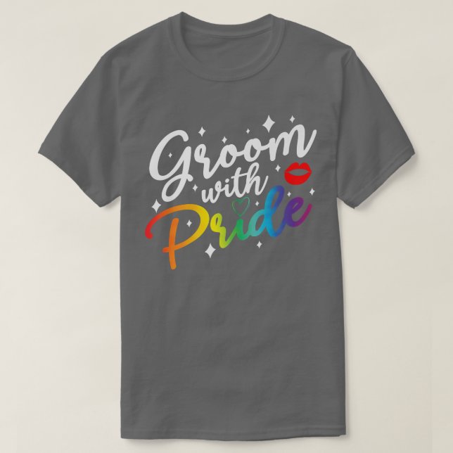 Groom with Pride Gay pride HBT Ally Bachelor Part T Shirt (Design framsida)