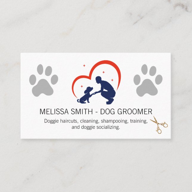Groomer Care Logo | Dog Paw Visitkort (Framsida)