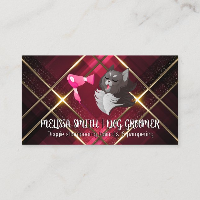 Groomer | Cute Cat | Blow Dryer Visitkort (Framsida)