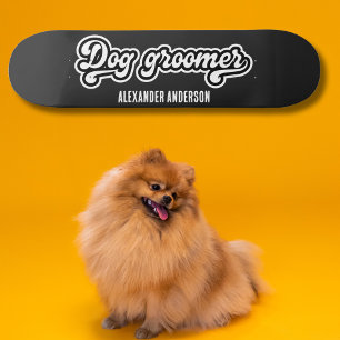 Groomer för fet minimal svart och vit Hund Mini Skateboard Bräda 18,5 Cm