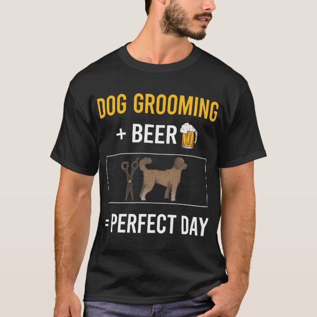 Groomer för Hund av öl T Shirt (Framsida)