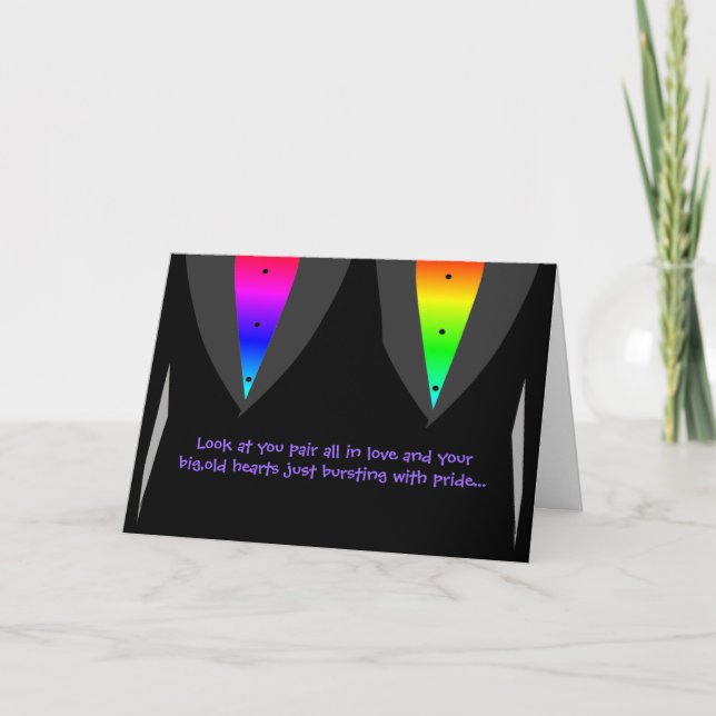 Groomer med örtartade aglow med Pride - Gay Bröllo Kort (Framsida)