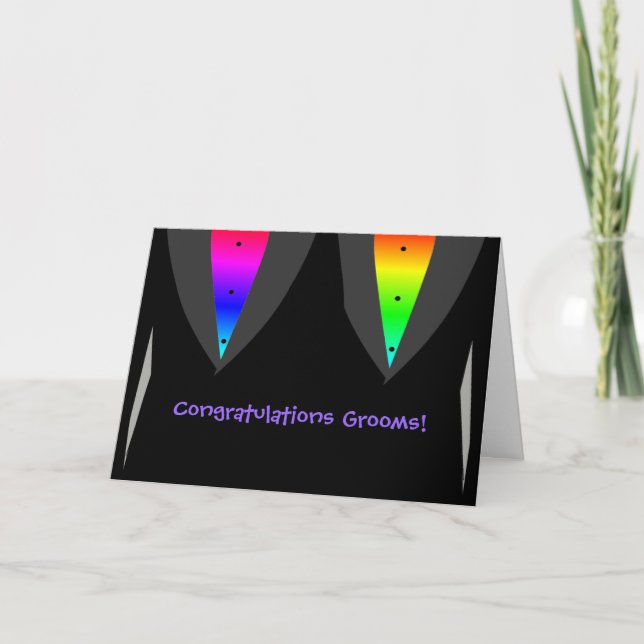 Groomer med örtartade aglow med Pride - Gay Bröllo Kort (Framsida)