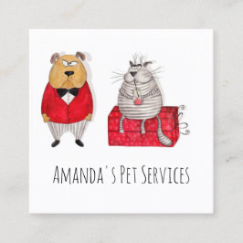 Grooming av hund Sitter Cat Sitter Pet Services Fyrkantigt Visitkort