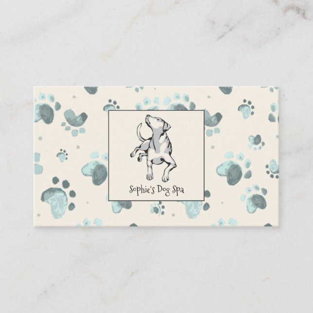 Grooming Spa för hund och Hund Bone Mönster Visitkort (Framsida)