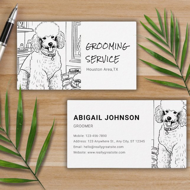 Groomingskiss/illustration av ruttficka/Pudel Visitkort (Skapare uppladdad)