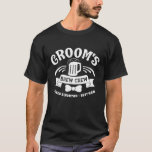 Grooms Brew Crew Black White Bachelor Party T Shirt<br><div class="desc">Ta reda på din bästa man och dina marskalkar inför bröllop-festligheterna i dessa roligt-älskande t-shirts för bryggan. En typografisk höftkonstruktion spådomar ut Grooms Brew-besättning. Ord omger ett mugg fyllt med öl och en bockslips vid grund. Den bäste mannen eller groomsmans namn följer nedan. Enkel att anpassa.</div>