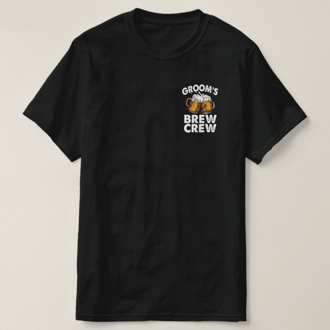 Groom's Brew Crew Funny Marskalkars Bachelor Party T Shirt (Design framsida)