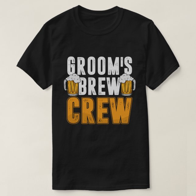 Groom's Brew Crew Funny Marskalkars Beer T Shirt (Design framsida)